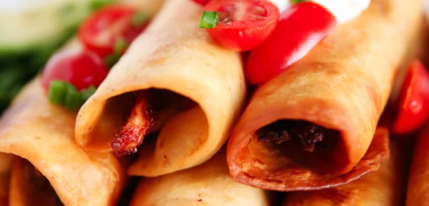 Semi-Home Cooked Easy Chicken Flautas w/Fruit Cups